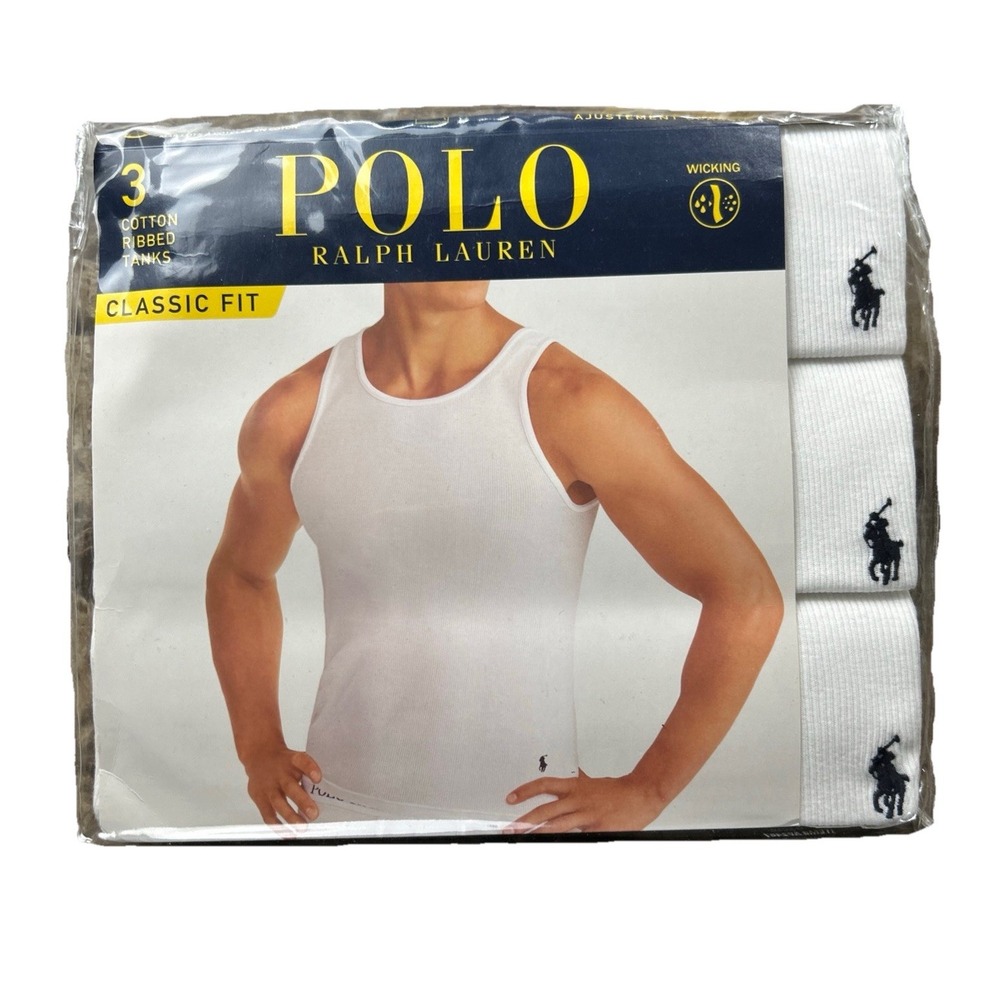 Polo Ralph Lauren 3 Pack Tanks Mens Small White Ribbed RCTKP3